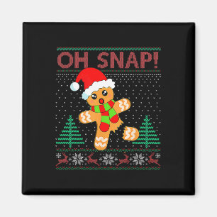 Imán Oh Snap Gingerbread Man Feliz Navidad Pajam