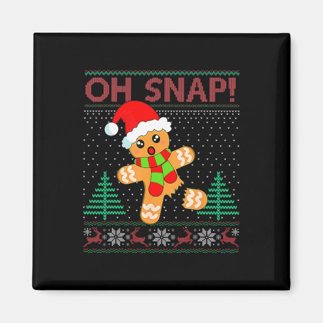 Imán Oh Snap Gingerbread Man Feliz Navidad Pajam (Frente)