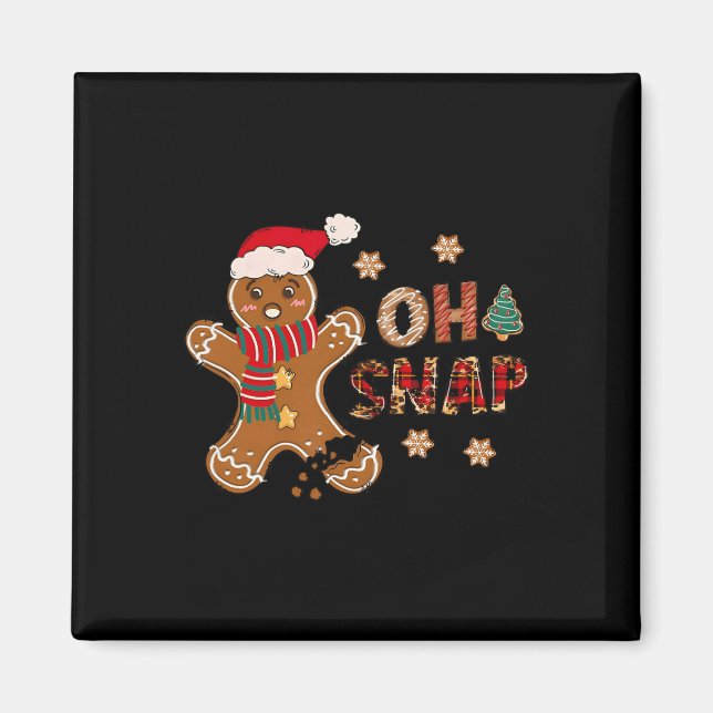 Imán Oh Snap Gingerbread Man Feliz Navidad Pajam (Frente)