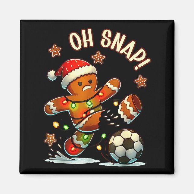 Imán Oh Snap Gingerbread Soccer Xmas Light Holiday  (Frente)