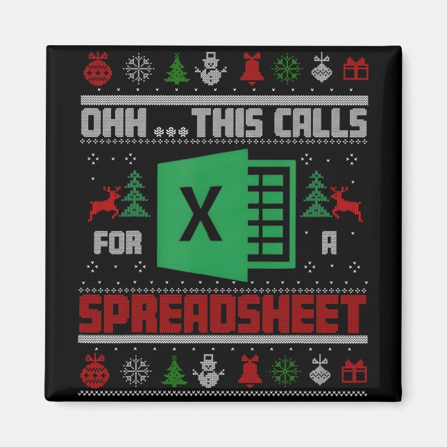 Imán Oh This Calls For A Spreadsheet Christmas Sweater  (Frente)