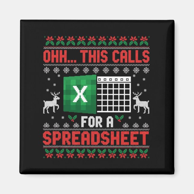 Imán Oh This Calls For A Spreadsheet Christmas Sweater  (Frente)