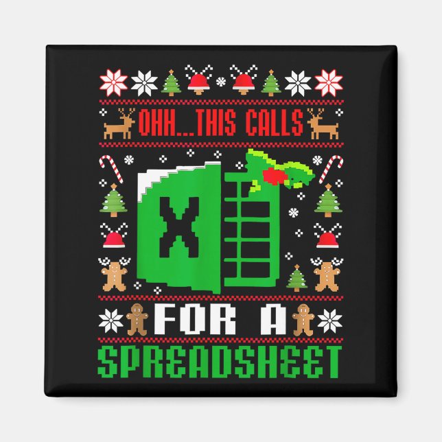 Imán Oh This Calls For A Spreadsheet Christmas Sweater  (Frente)
