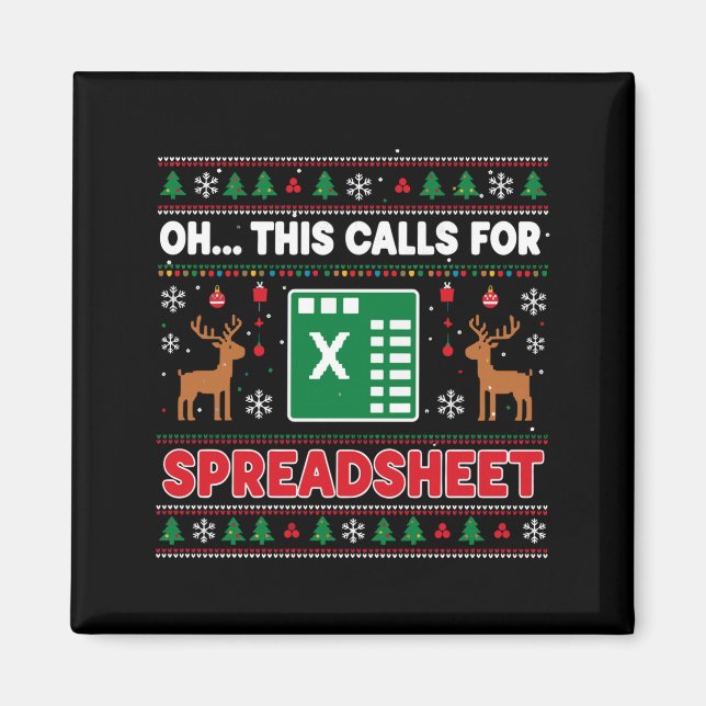 Imán Oh This Calls For A Spreadsheet Christmas Sweater  (Frente)