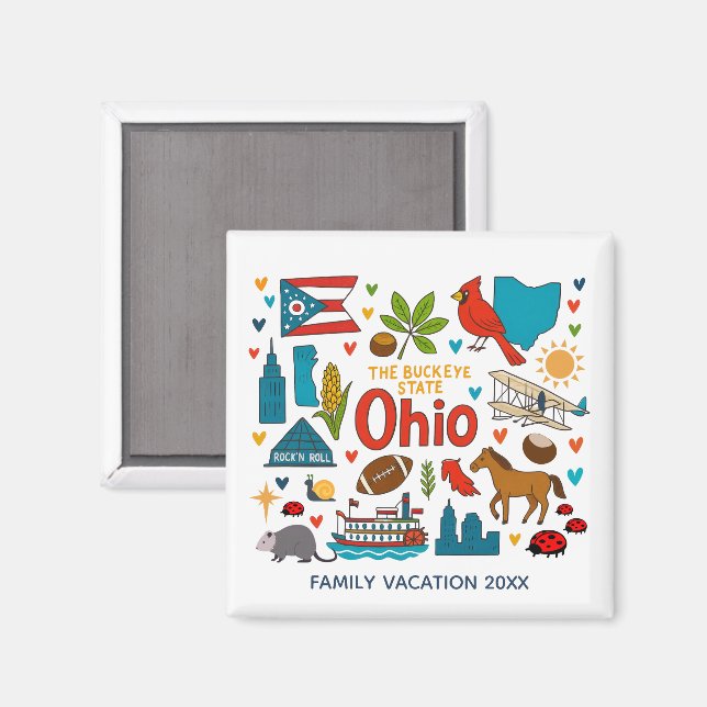 Imán Ohio Family Trip Keepsake Personalized (Anverso/Reverso)