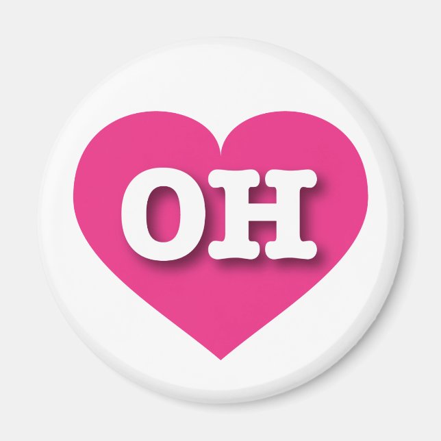 Imán Ohio Hot Pink Heart - Amo OH (Frente)