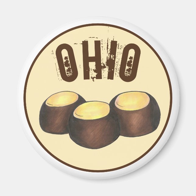 Imán Ohio OH Peanut Butter Buckeye Buck Oye Nut Candy (Frente)