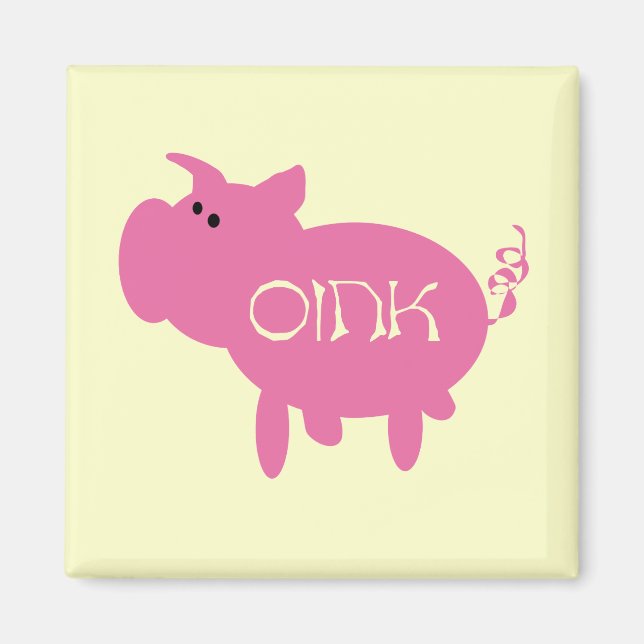 Imán Oink camisetas y regalos rosados del cerdo (Frente)