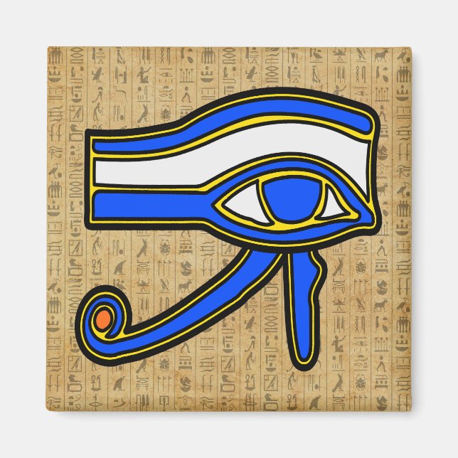 Imán Ojo De Horus Azul En El Magnet De Hieroglyphs (Frente)