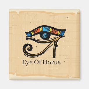 Imán Ojo de Horus sobre papiro, jeroglíficos egipcios