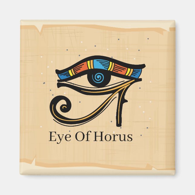 Imán Ojo de Horus sobre papiro, jeroglíficos egipcios (Frente)