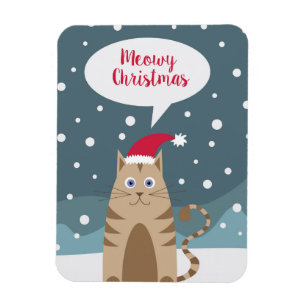 Imán Ojos azules personalizado gato feliz navidad