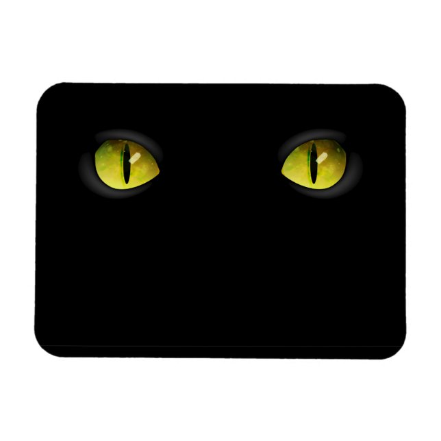 Imán Ojos de gato negro brillante en la oscuridad (Horizontal)