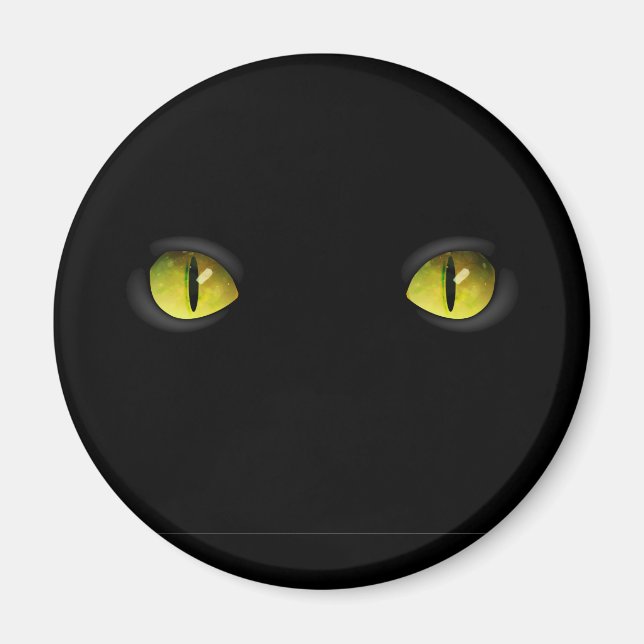 Imán Ojos de gato negro brillante en la oscuridad (Frente)