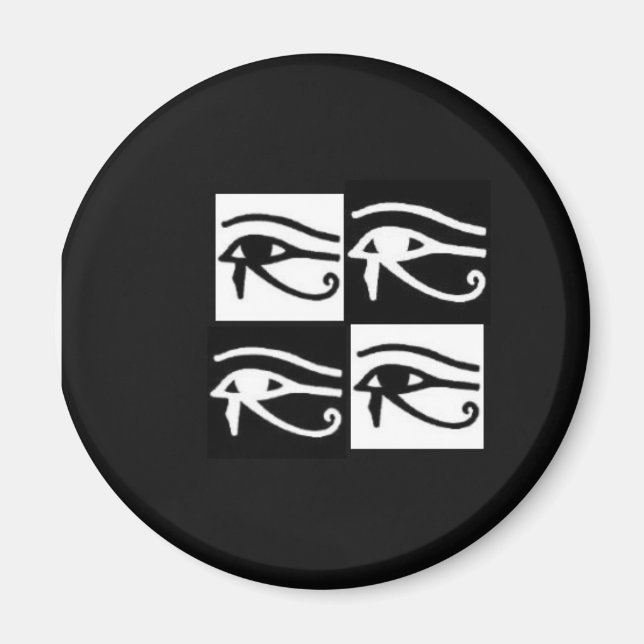 Imán ojos de Horus negros y blancos (Frente)