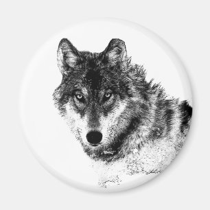 Imán Ojos de lobo Inspirador blanco negro