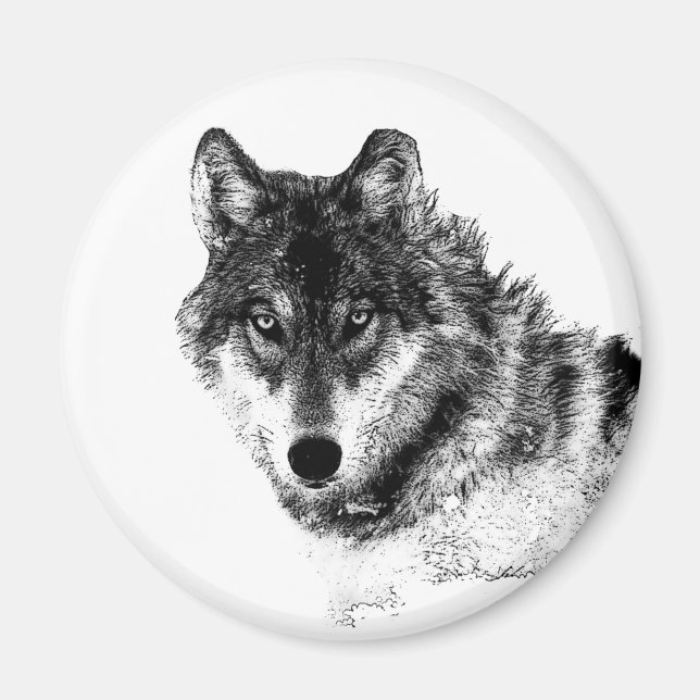 Imán Ojos de lobo Inspirador blanco negro (Frente)