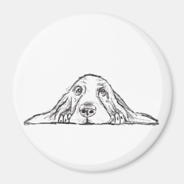 Imán ojos de perrito simple blanco negro (Frente)