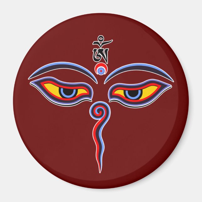 Imán Ojos de sabiduría de Buda - Ojos del templo de Bod (Frente)