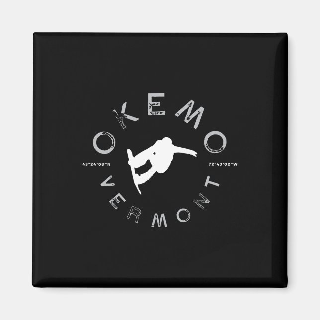 Imán Okemo Mountain Vermont Grave Snowboard T (Frente)