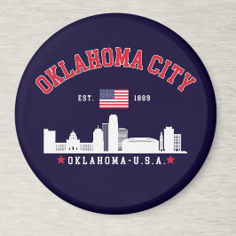 Imán Oklahoma City Skyline & Flag Souvenir 