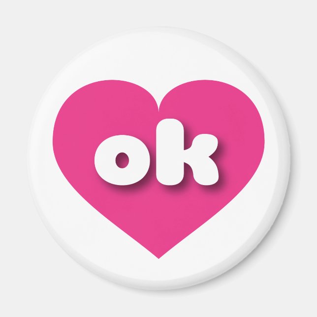 Imán Oklahoma corazón rosa caliente - Amo ok (Frente)