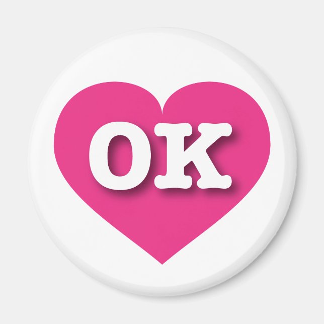 Imán Oklahoma Hot Pink Heart - Amo OK (Frente)