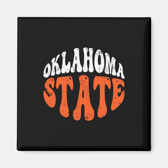 Imán Oklahoma State Tee.retro Vintage Distressed Design (Frente)