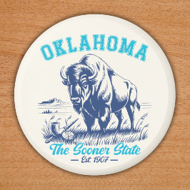 Imán Oklahoma The Sooner State - Bison Art Design
