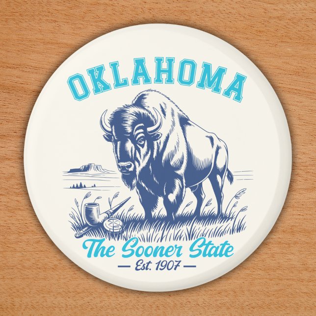 Imán Oklahoma The Sooner State - Bison Art Design (Subido por el creador)