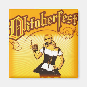 Imán Oktoberfest Beer Hall Chica Evento Souvenir Magnet