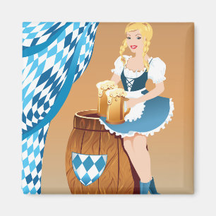 Imán oktoberfest blonde beer girl