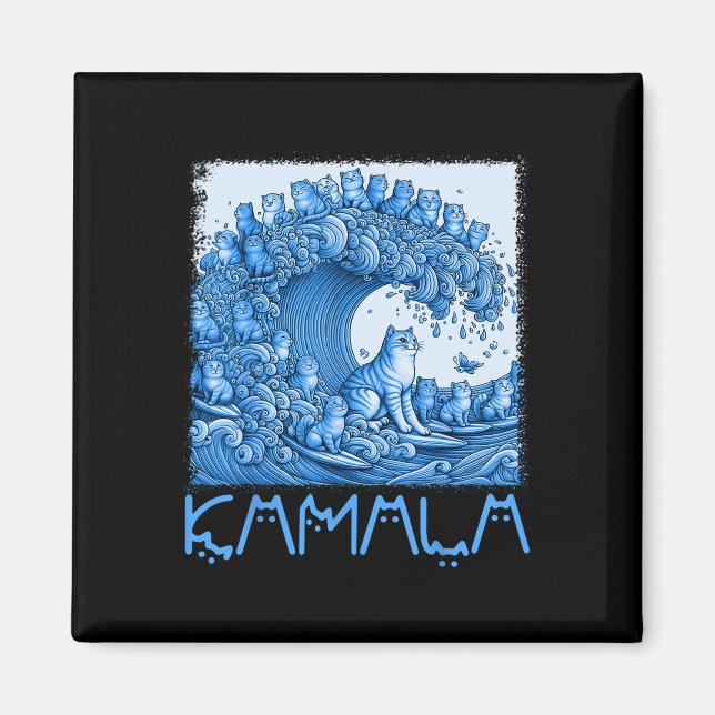 Imán Ola De Gatos Azules Para Kamala 2024 (Frente)