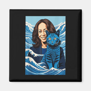 Imán Ola De Gatos Azules Para Kamala Funny Kamala Harri