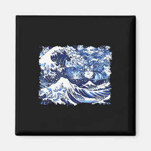 Imán Ola De Gatos Azules Para La Divertida Dama De Gato