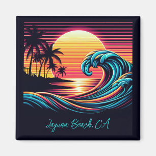 Imán Ola de surf Sunset Retro