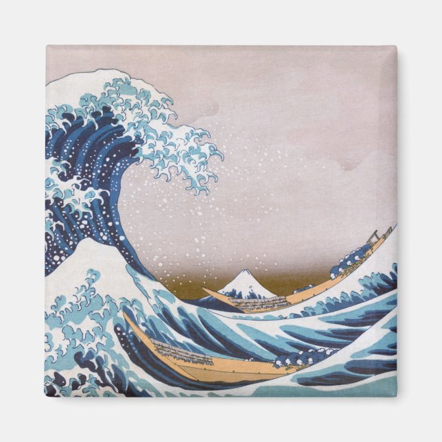 Imán Ola de tsunami frente a Kanagawa Japón por Hokusai (Frente)