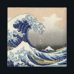 Imán Ola grande de HOKUSAI<br><div class="desc">"gran ola",  kanagawa,  tsunami,  hokusai,  japonés,  "impresión de bloques de madera",  "mount fuji views",  vintage,  famoso,  océano</div>
