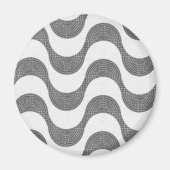 Imán Olas blancas y negras de adoquín de Portugal (Frente)