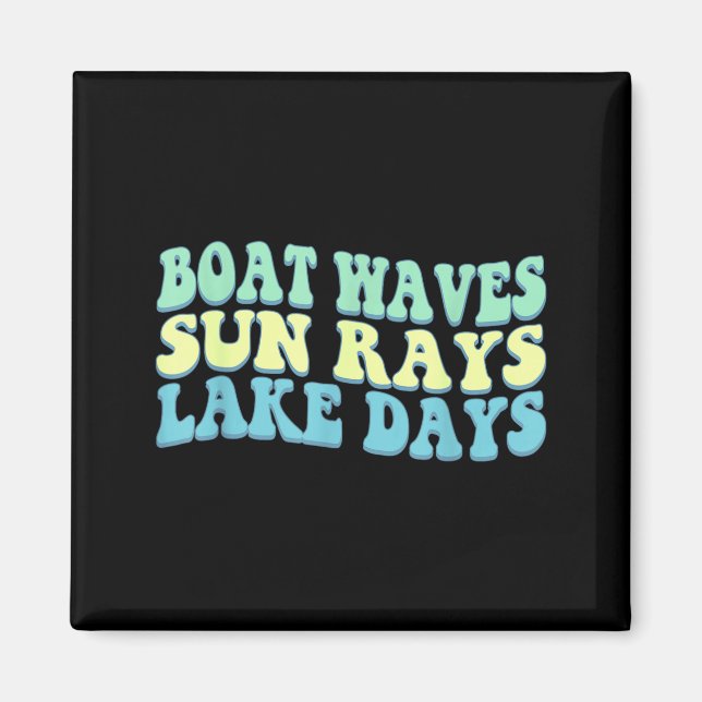 Imán Olas de Barco Rayos de Sol Días de Lago Divertido  (Frente)