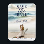 Imán Olas de playa en acuarela para guardar la fecha de<br><div class="desc">imán personalizado</div>