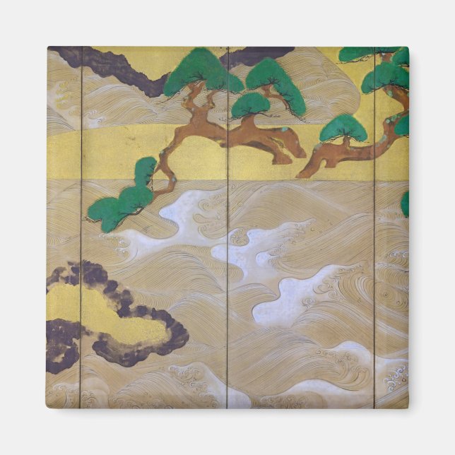 Imán Olas en Matsushima (derecha), Tawaraya Sotatsu (Frente)