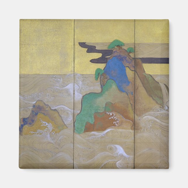 Imán Olas en Matsushima (izquierda), Tawaraya Sotatsu (Frente)