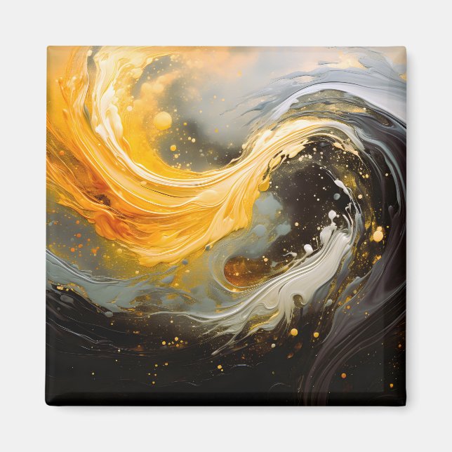 Imán Olas modernas de mármol abstracto dorado (Frente)