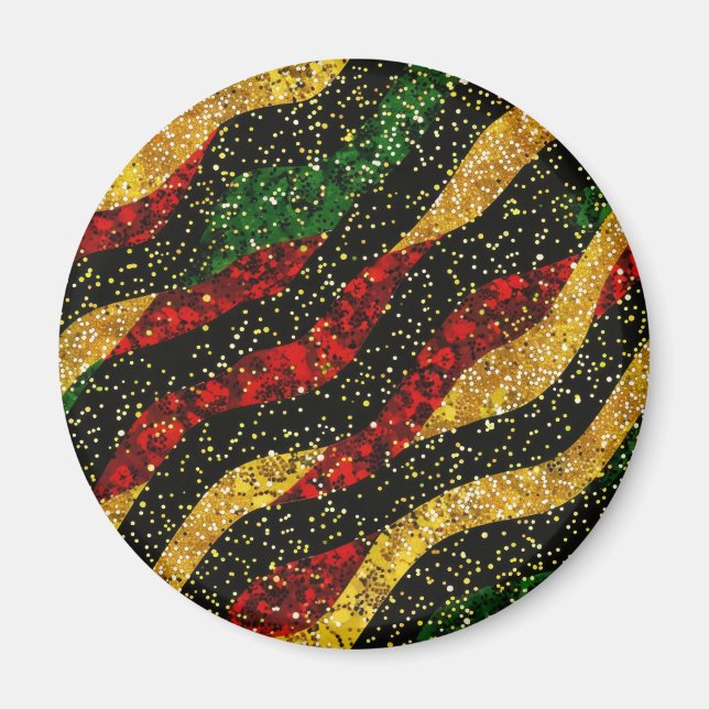 Imán Olas negras rojas de Purpurina festivo (Frente)