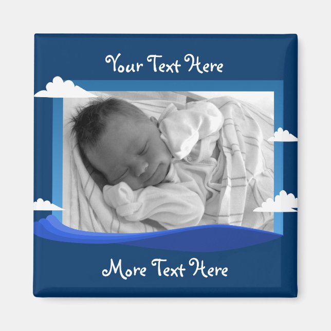 Imán Olas oceánicas y cielo azul magnate del marco (Frente)