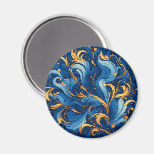 Olas Reales de Capricho Remolinos de Azul y Dorado