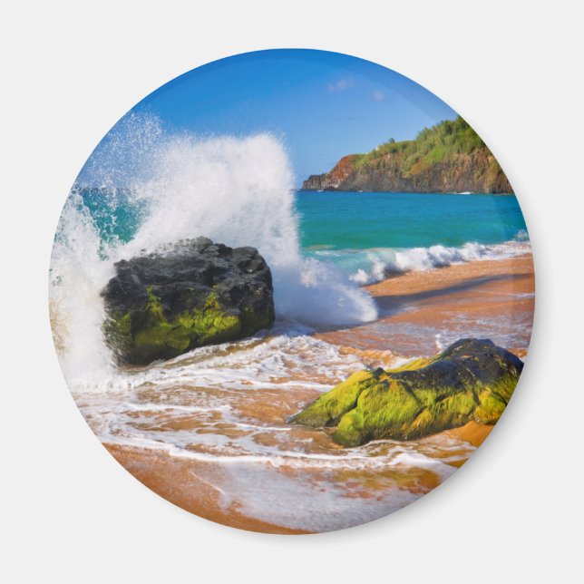 Imán Olas rompen en la playa, Hawaii (Frente)