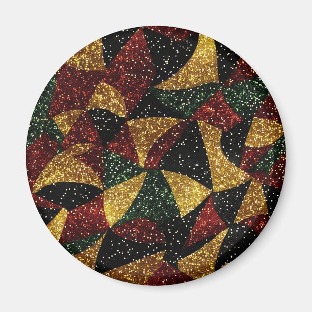 Imán Olas verdes rojas de Purpurina festivo (Frente)