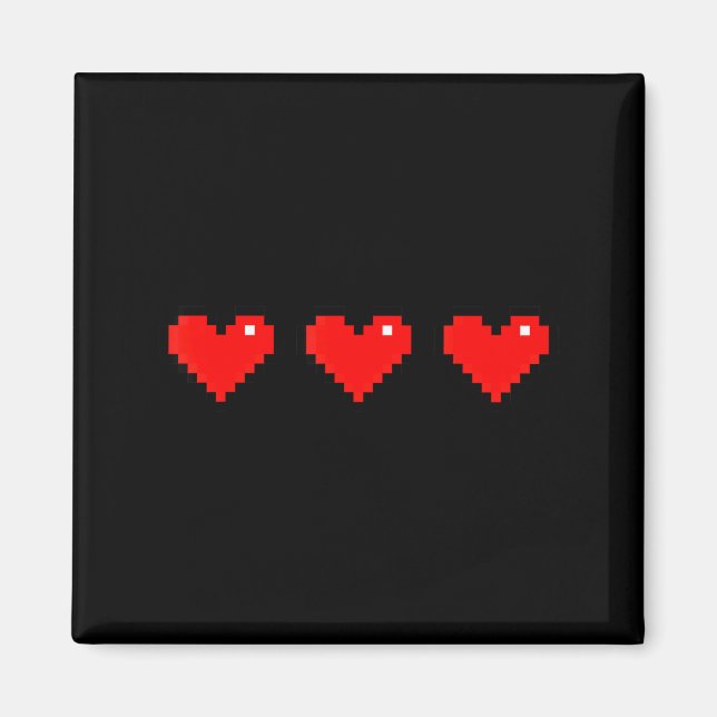 Imán Old 8 Bit Heart Arcade Retro Xel Gamer Valentine's (Frente)